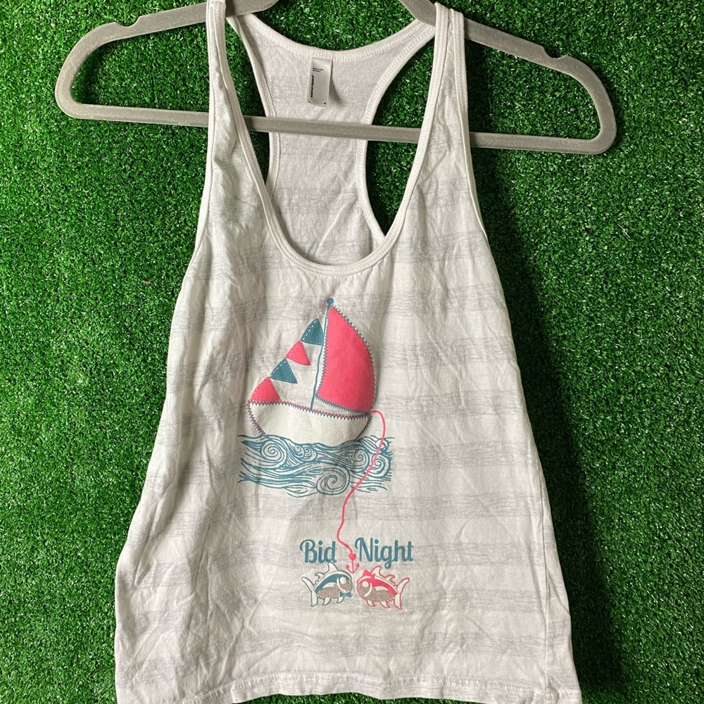 Alpha Chi Bid Night Tank Top Grey and White